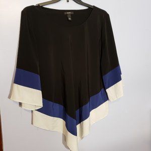 Alfani Black Pointed-Hem Blouse with 3/4 sleeves